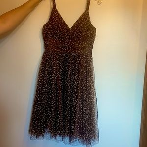 Brown spaghetti strap evening dress